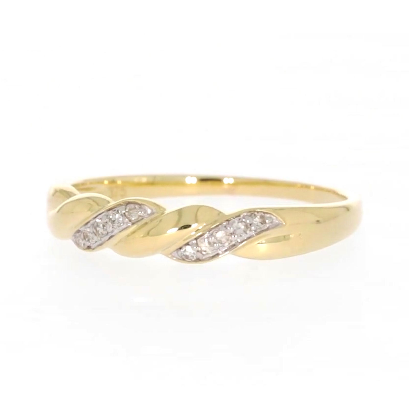 9ct Yellow Gold & Diamond Set Twist Ring – Zamels