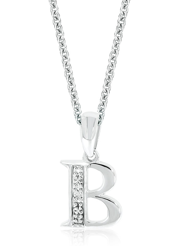 sterling silver initial necklace with diamond