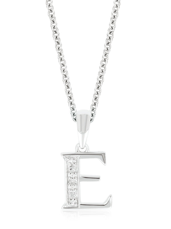 sterling silver initial necklace with diamond