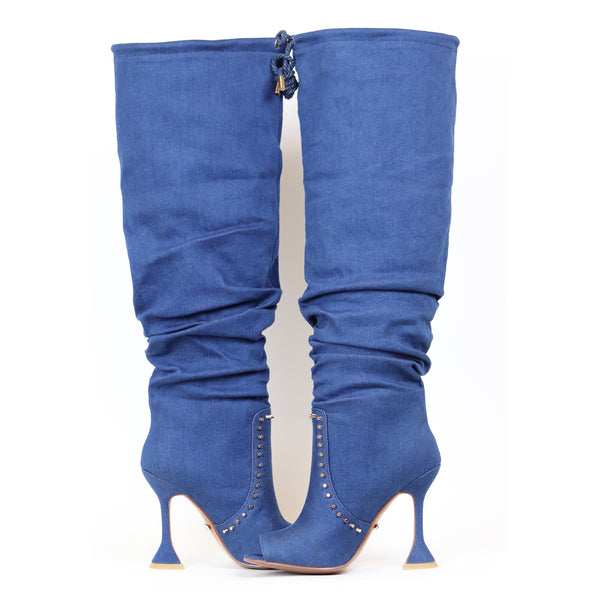 Lassy Steve Madden Denim Fabric Boots (Denim) · NanaMacs