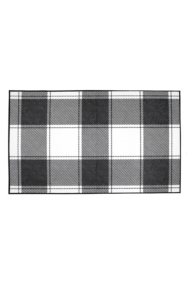 Buffalo Plaid Black and White Washable Rug - My Magic Carpet product image