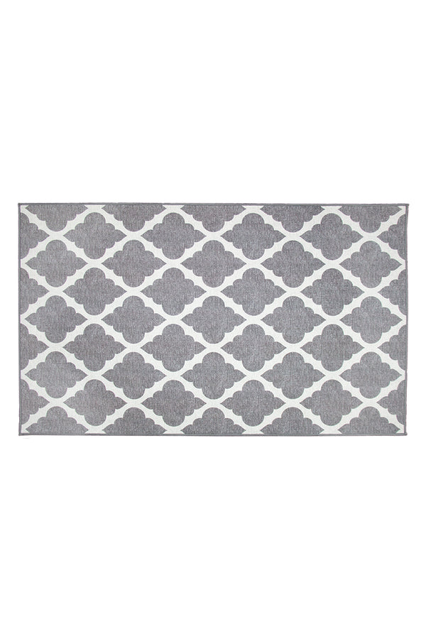 Moroccan Trellis Grey Washable Rug