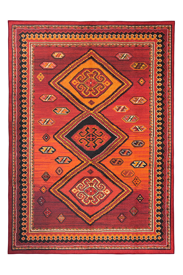 My Magic Carpet Ramage Maroon Washable Rug 6'x6