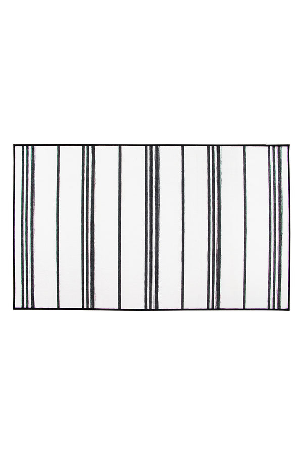 Stripe Black and White Washable Rug