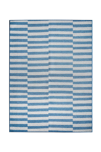 Tratti Offset Stripe Blue Washable Rug