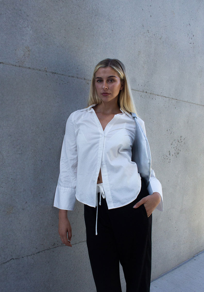 Curve Hem Button Up Shirt - White