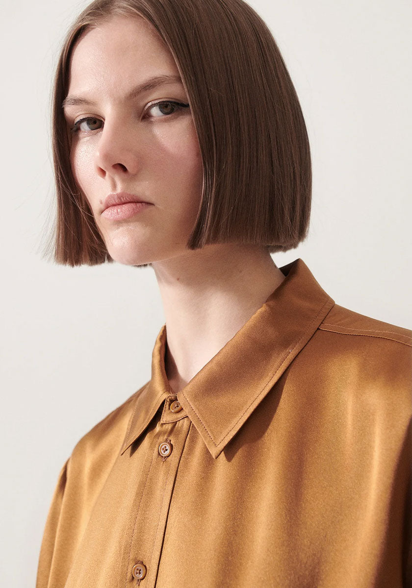 Short Sleeve Boyfriend Shirt - Van Dyke Brown