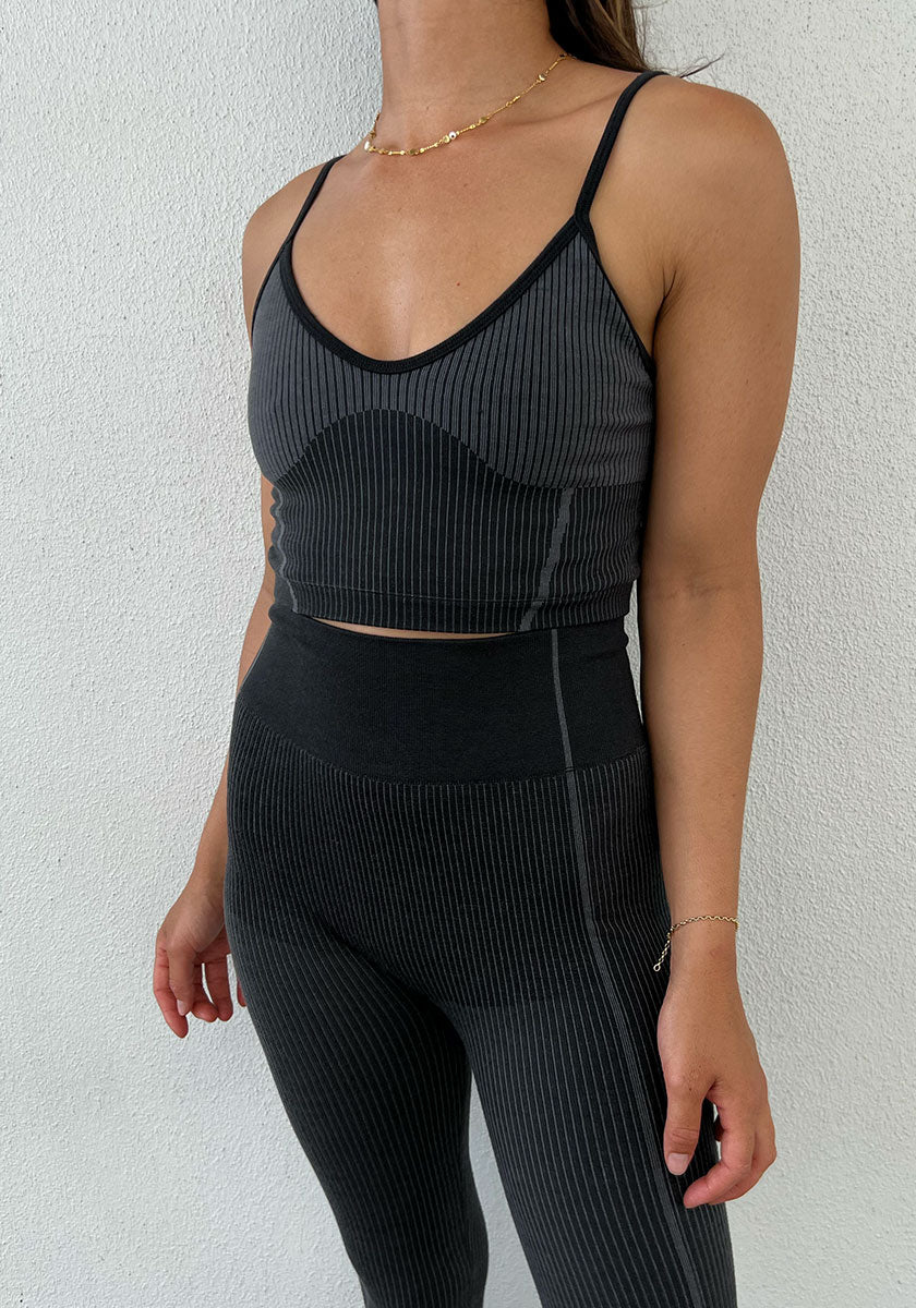 Ryo Rib Crop - Black/Ash