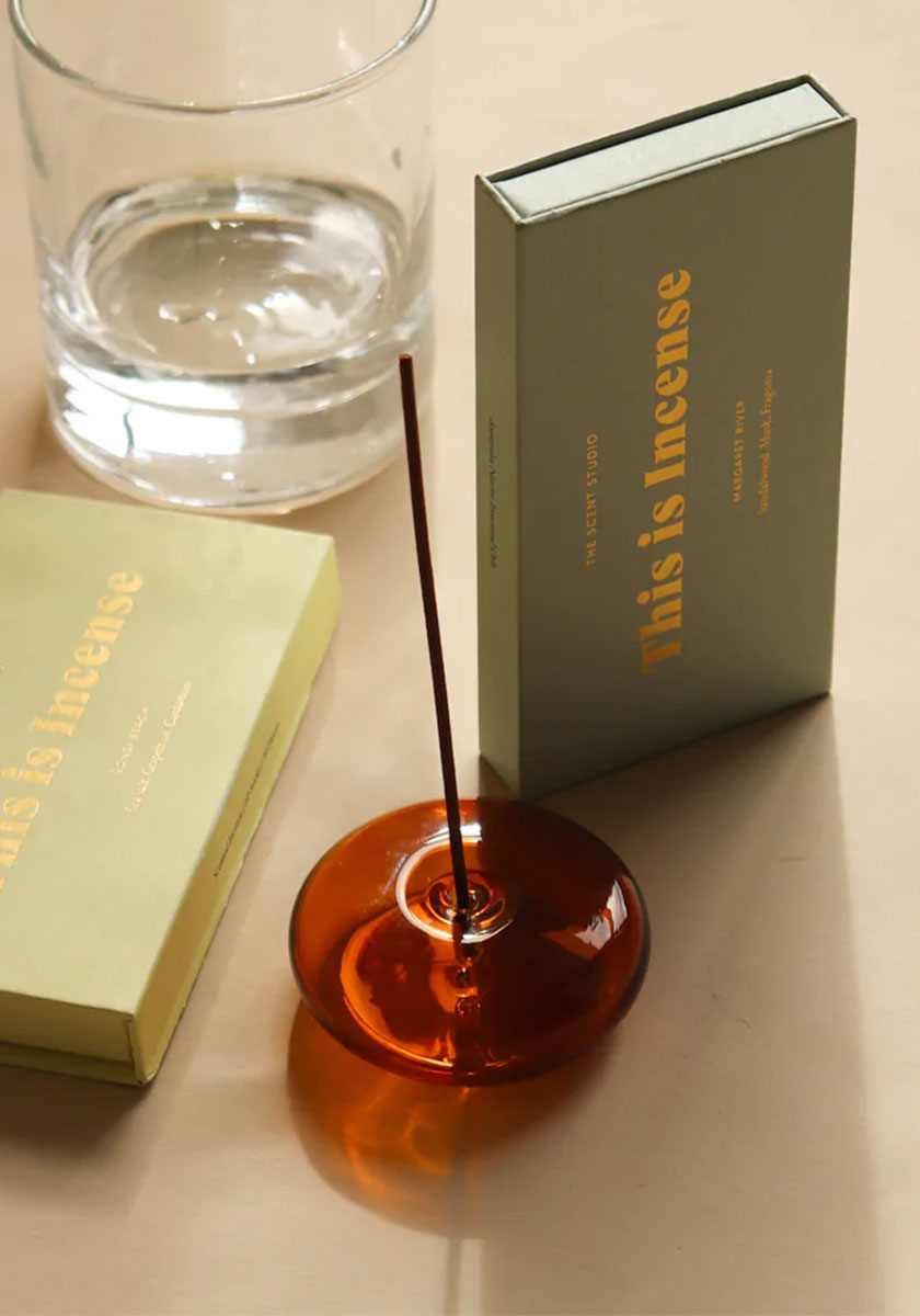 Glass Vessel Incense Holder - Amber