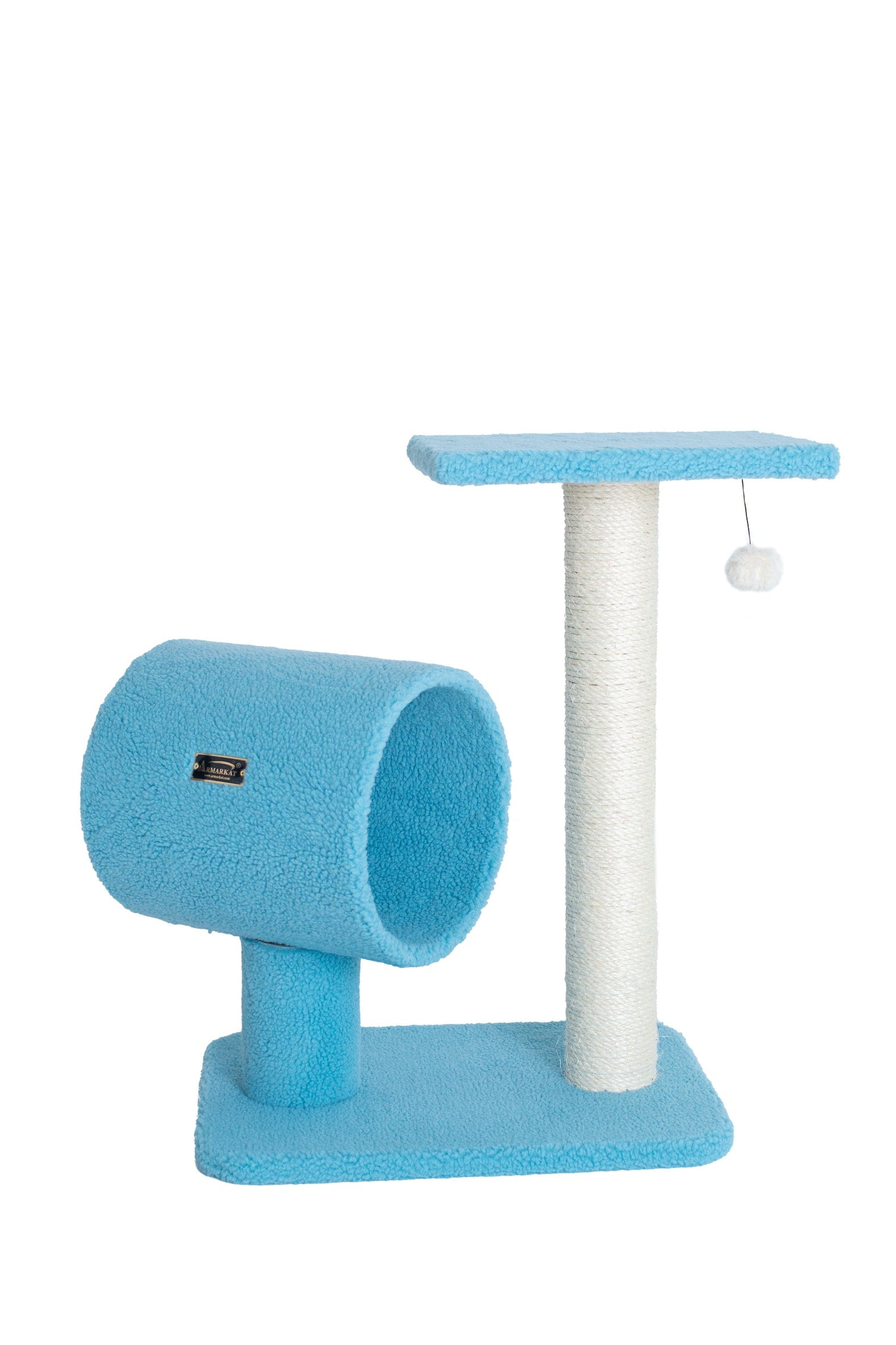 Armarkat  Classic Cat Tree in Sky Blue with Perch and Hanging Tunnel Model B2501 - Fuzz-E-Family