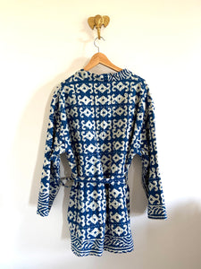 Kimono Block Printing Bleu Court - mystic Gem Bijoux 