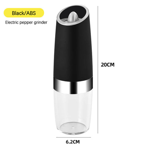 Black Grinding Sea Salt & Spices Grinder, Electric Gravity Induction Pepper  Grinder