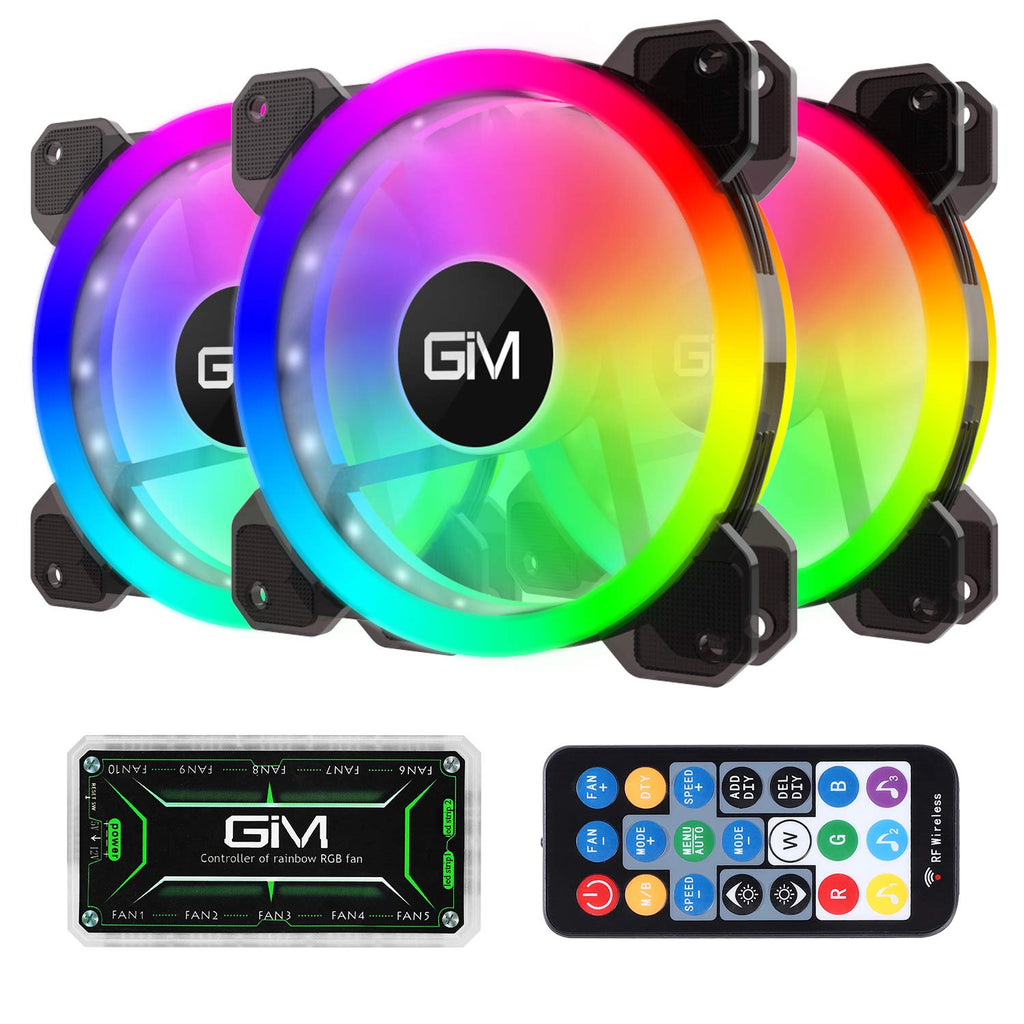 GIM KB-23 RGB Case Fans, 3 Pack 120mm Quiet Computer Cooling PC – gim-official