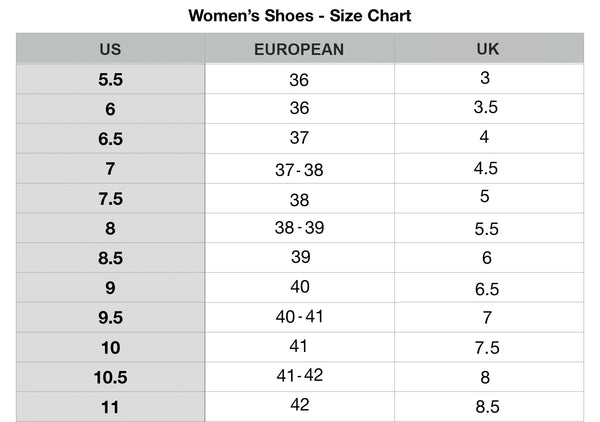 SIZE CHART – Shoes