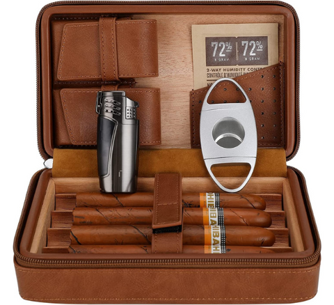 Travel Cigar Case Box Holder Mini Humidor Storage Boxs PU Leather
