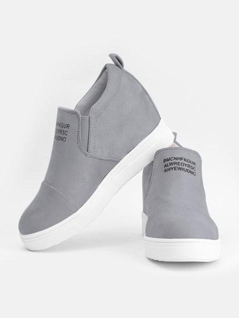 fashion letter slip on wedge sneakers faux suede wedge heel casual sneakers