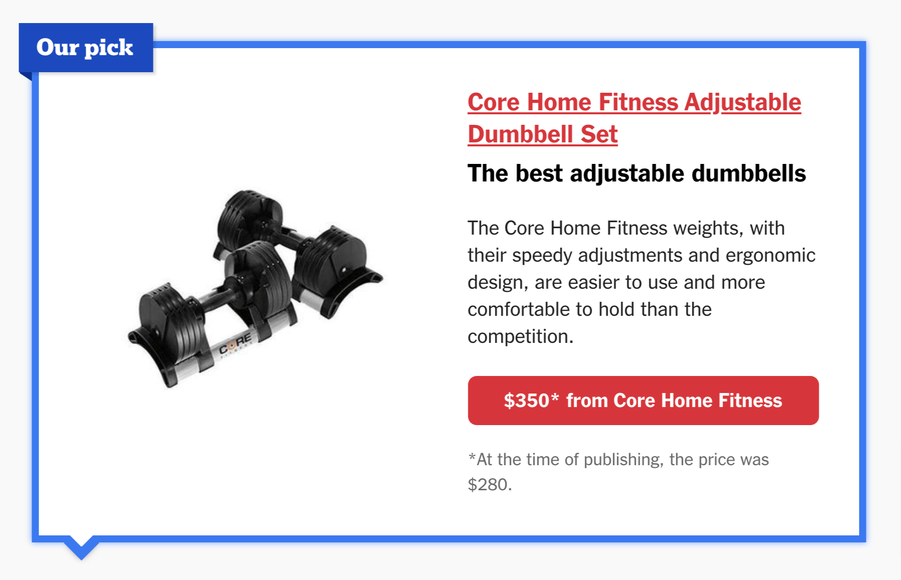 Core Home Fitness Adjustable Dumbbell Set review