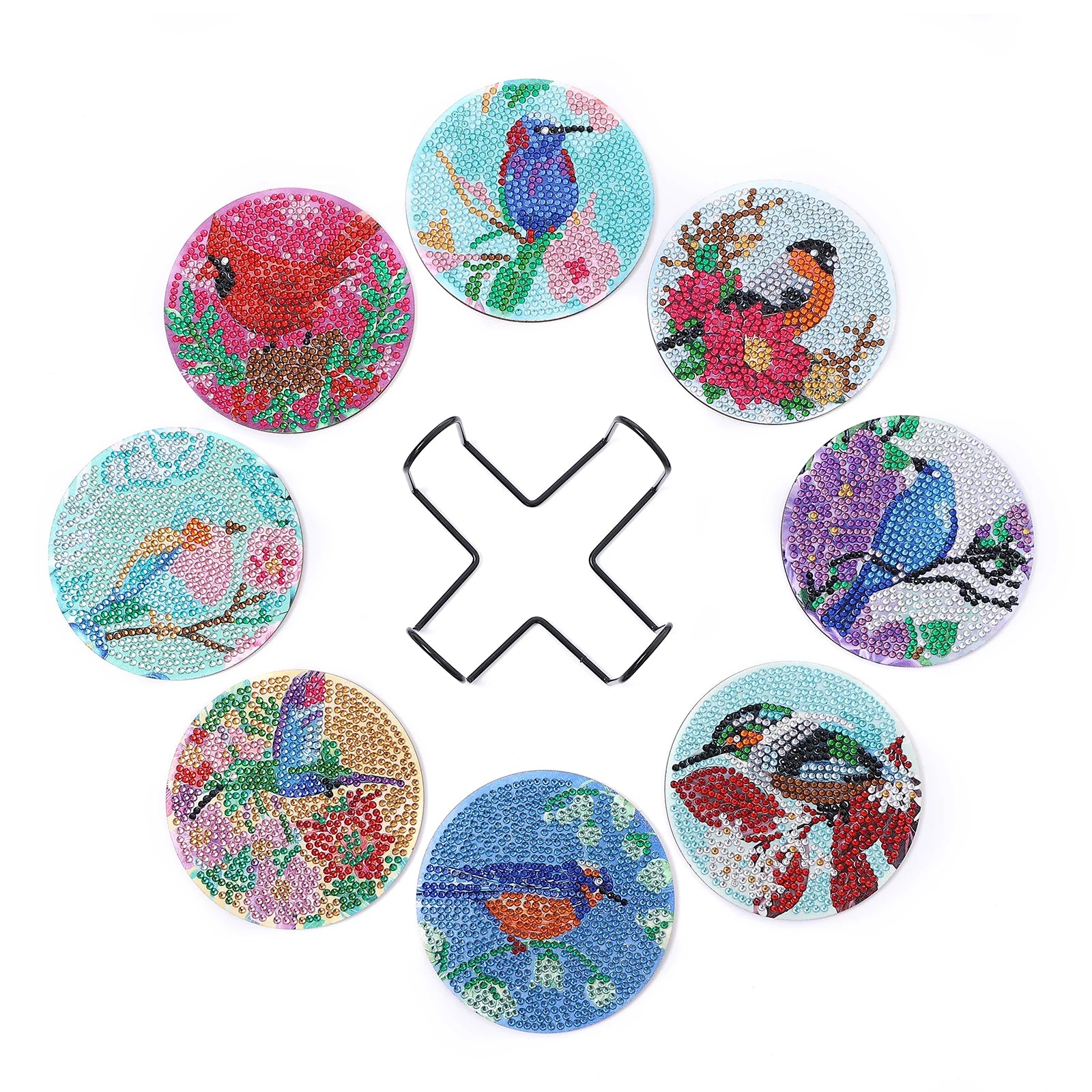 Bird DIY Paint By Diamonds Coaster Kit (8 Pc)