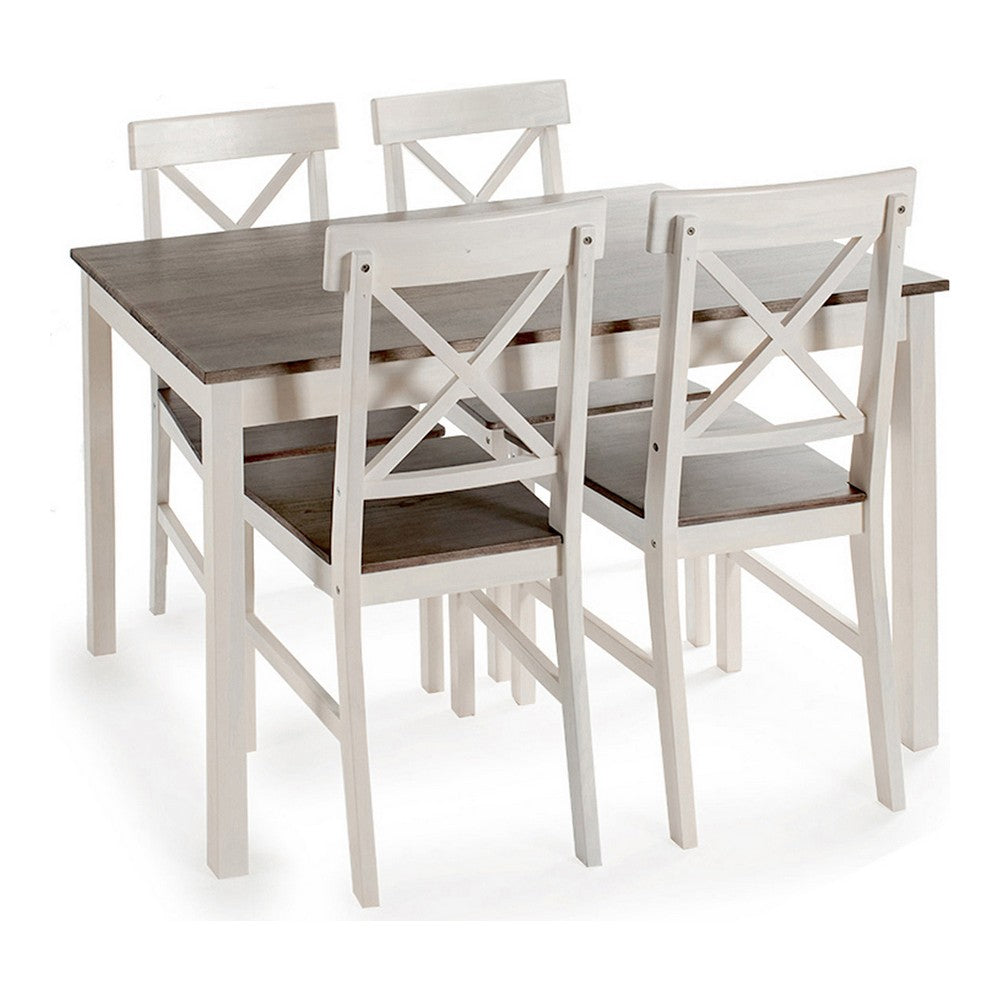 Ensemble de table avec 4 chaises en bois de tremble gris blanc (5 pcs). Dakar - SENEGAL