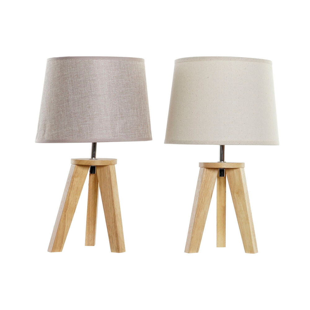 Lampe de bureau DKD Home Decor Bois Polyester Blanc Crème Marron clair 220 V 60 W (2 pcs) (25 x 25 x 42 cm). Dakar - SENEGAL