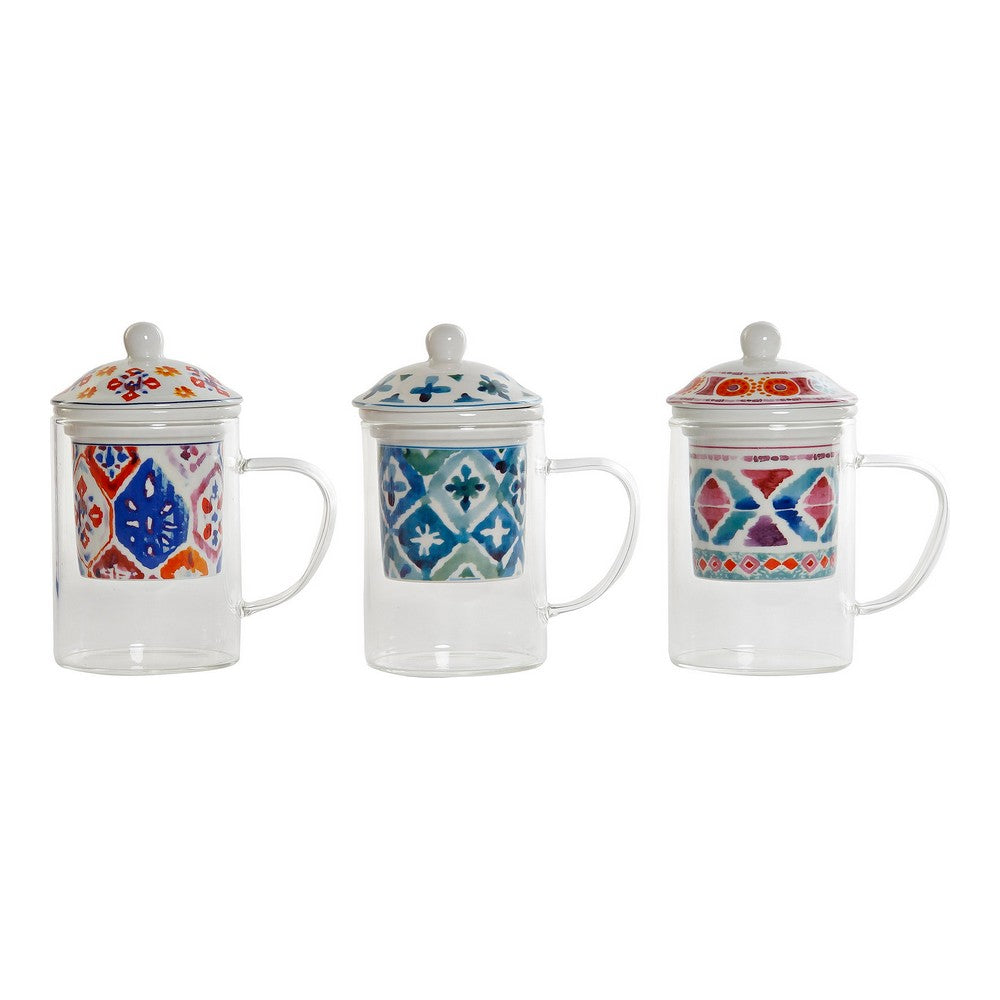 Tasse avec filtre à thé DKD Home Decor Mosaic White Crystal Porcelain (300 ml) (3 pcs). Dakar - SENEGAL