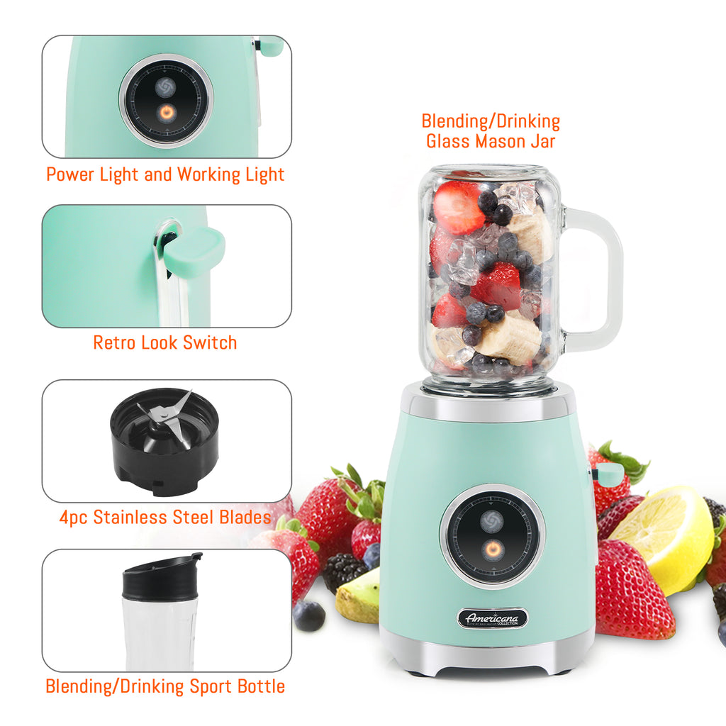 17oz Retro Mason Jar Personal Blender (Mint) Shop Elite Gourmet - Small Kitchen Appliances