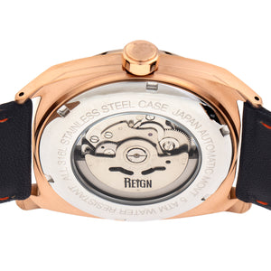 Reign Astro Semi-Skeleton Leather-Band Watch - Rose Gold/Navy - REIRN5504