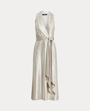 lauren ralph lauren metallic halter dress