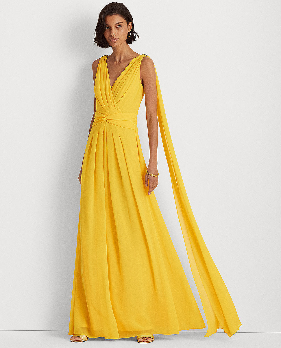 Lauren Ralph Lauren | Chiffon Sleeveless Gown In Yellow | The Lauren Look