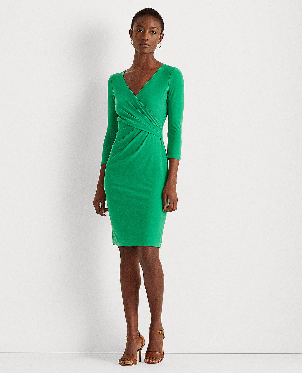 Lauren Ralph Lauren | Surplice Jersey Dress In Green | The Lauren Look