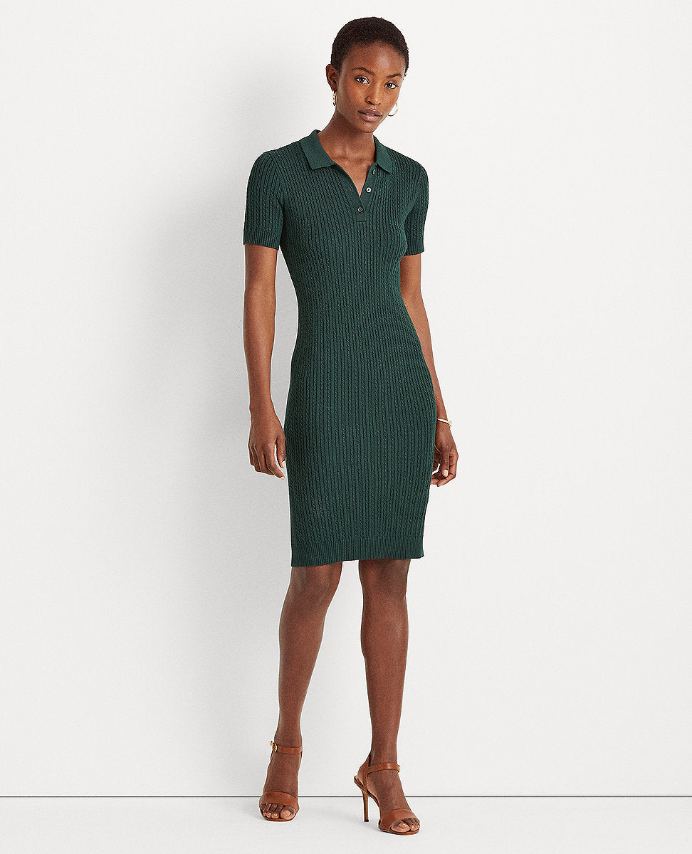 Lauren Ralph Lauren CableKnit Polo Dress In Dark Green The Lauren Look