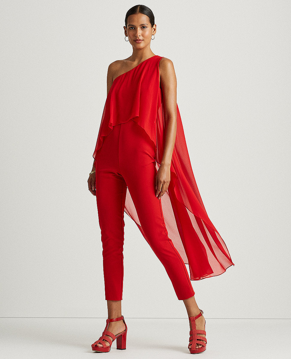 Lauren Ralph Lauren | Crepe One-Shoulder Jumpsuit In Red | The Lauren Look
