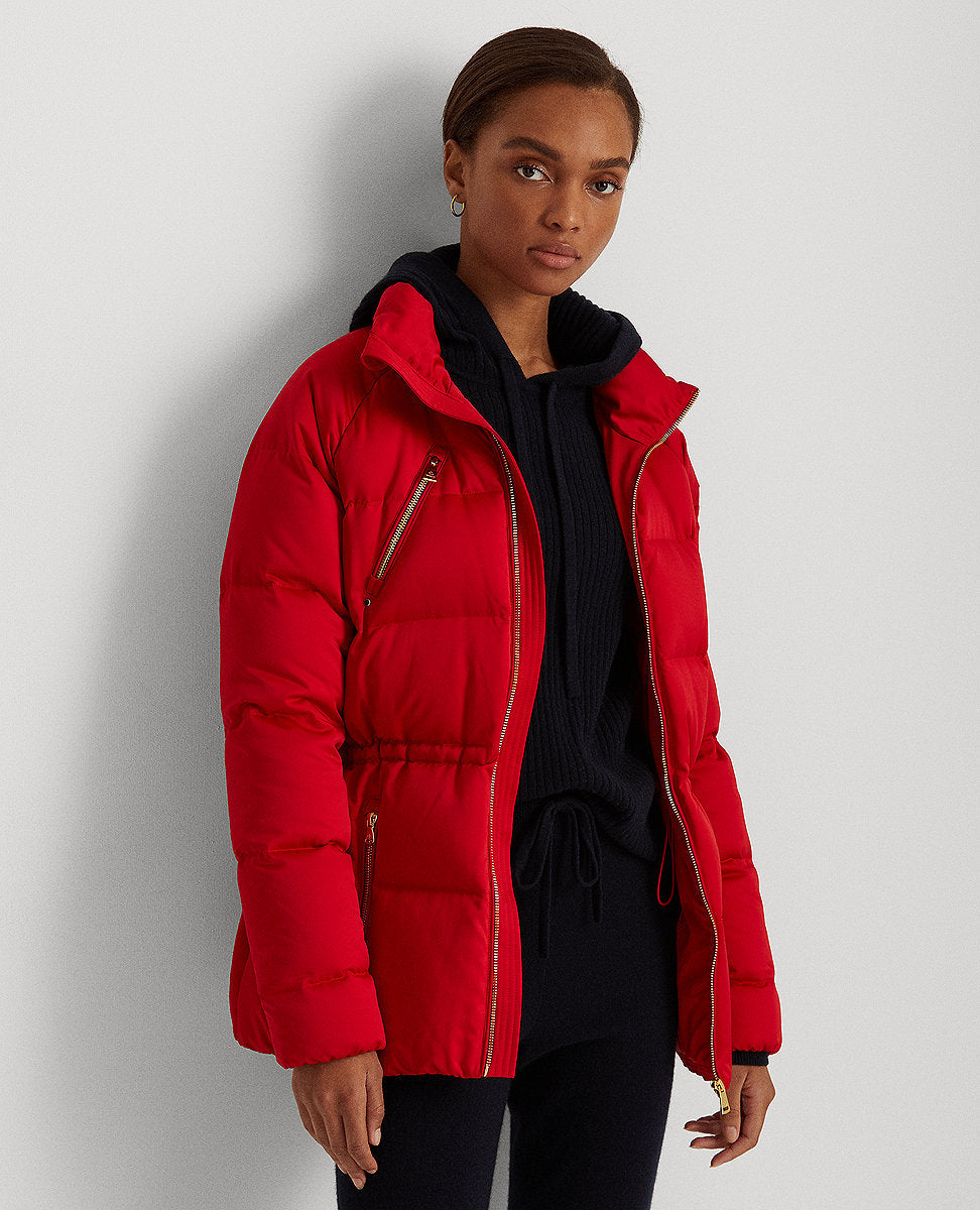 Lauren Ralph Lauren | Satin Down Jacket In Red | The Lauren Look