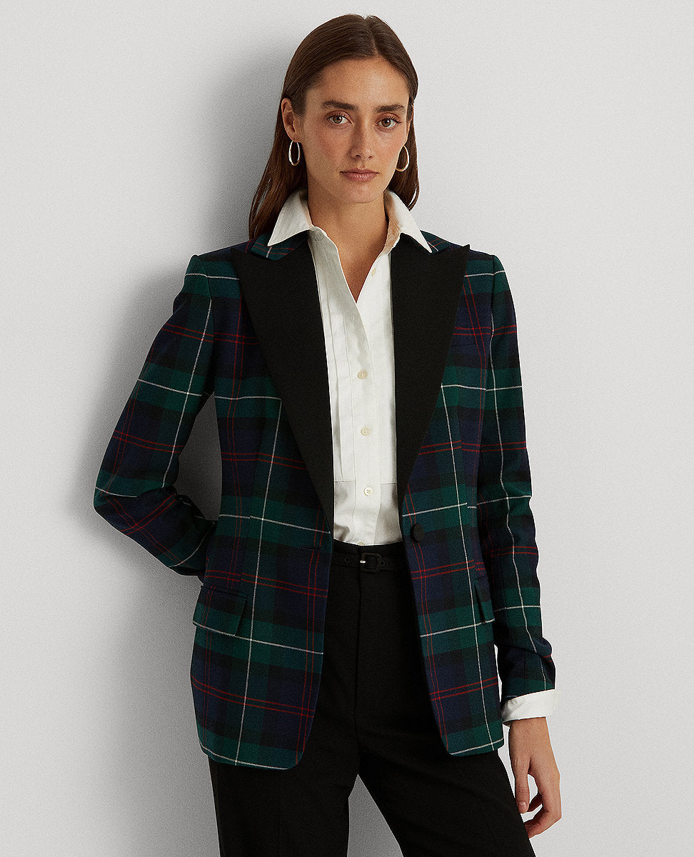 Lauren Ralph Lauren | Plaid Wool Twill Blazer In Green/Navy Multi | The  Lauren Look