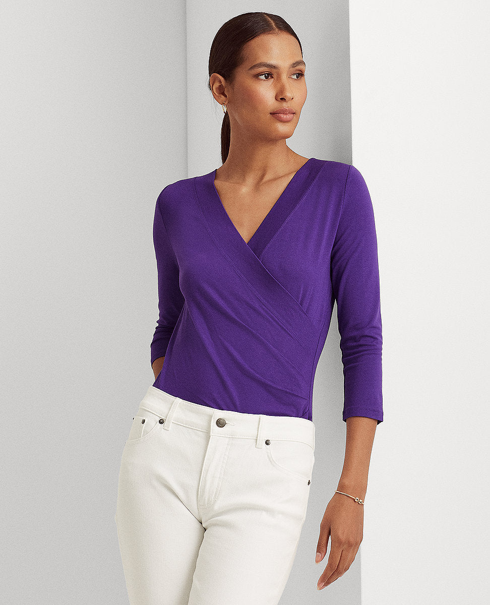 Lauren Ralph Lauren | Surplice Jersey Top In Purple | The Lauren Look