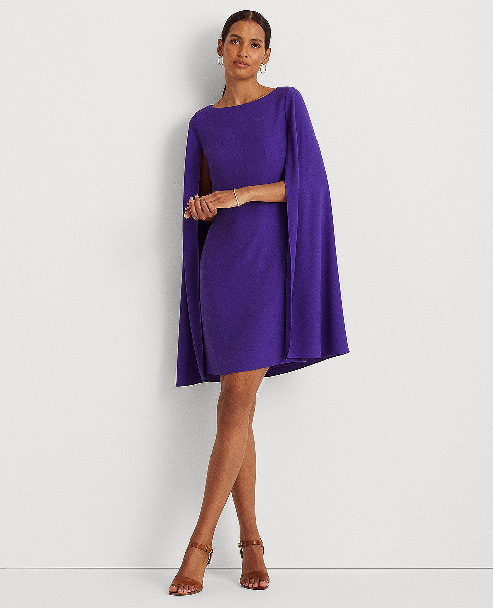 Lauren Ralph Lauren | Cape Georgette Cocktail Dress In Purple | The Lauren  Look