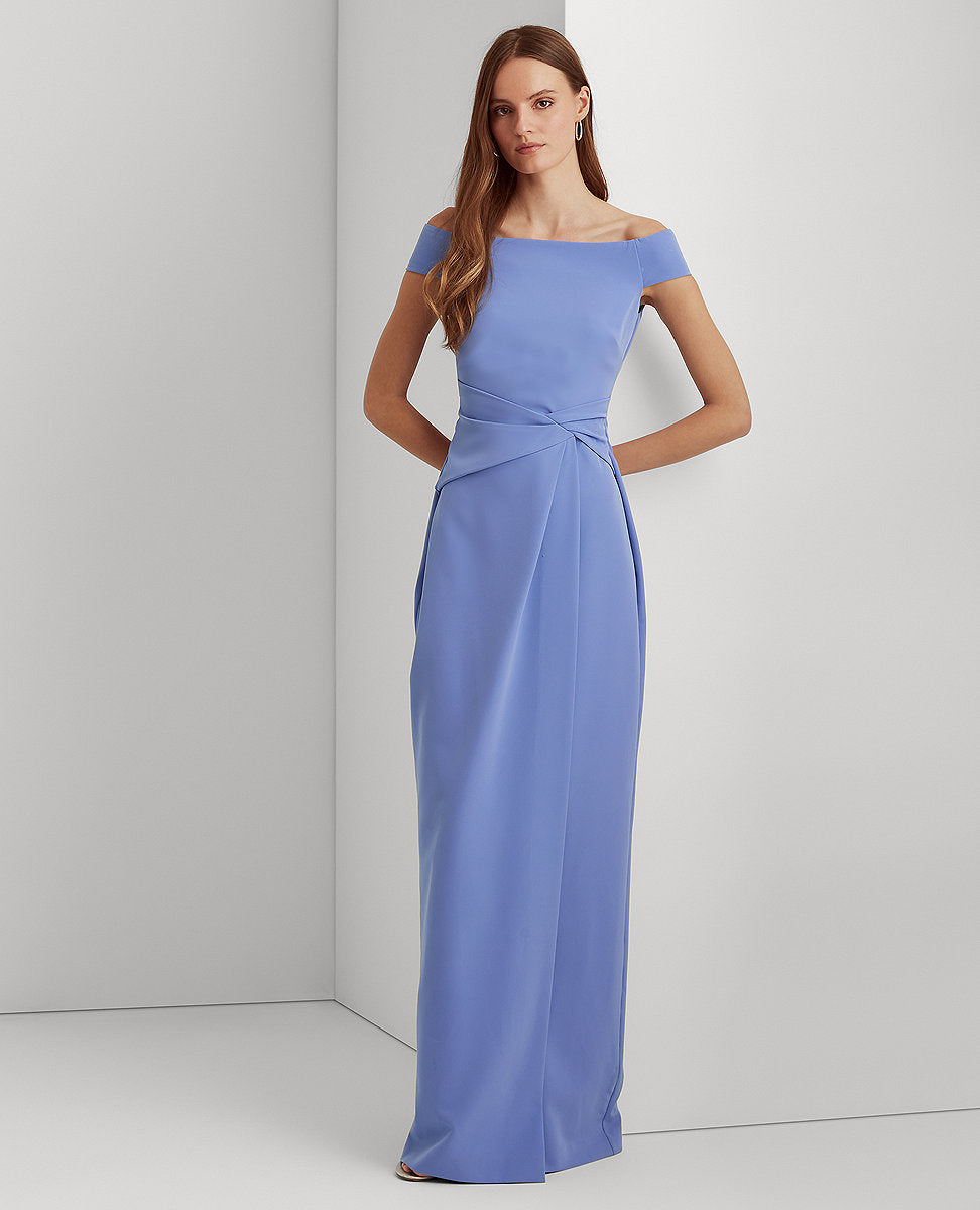 Lauren Ralph Lauren | Crepe Off-The-Shoulder Gown In Blue | The Lauren Look