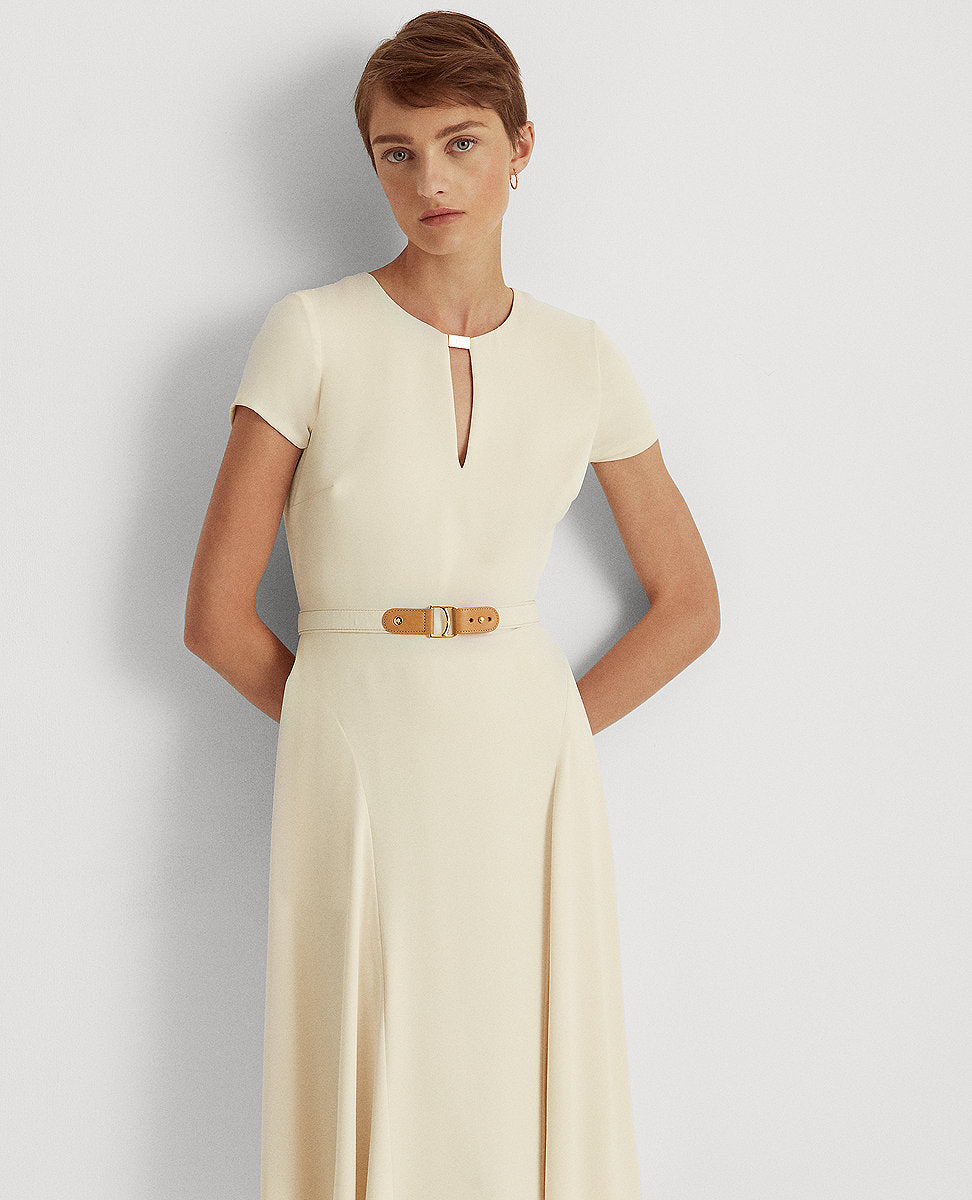 Lauren Ralph Lauren | Belted Georgette Dress In Cream | The Lauren Look