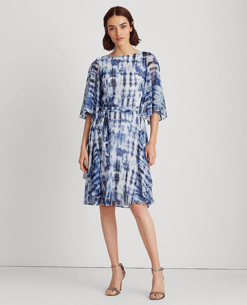 Lauren Ralph Lauren | Tie-Dye Georgette Dress In Navy/Blue | The Lauren Look