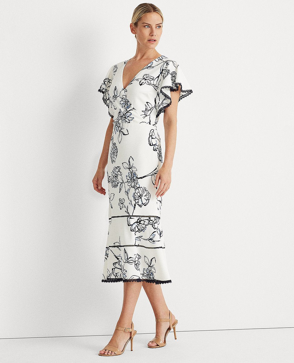 Lauren Ralph Lauren | Floral Jacquard Dress In Cream/White | The Lauren Look