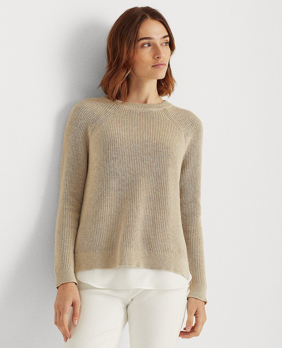 Lauren Ralph Lauren | Layered Cable-Knit Sweater In Brown Heather | The  Lauren Look
