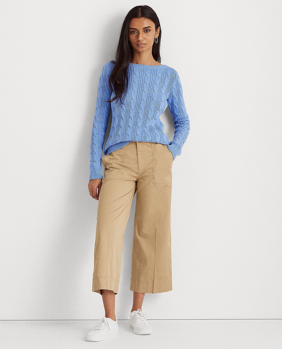 Lauren Ralph Lauren | Cotton Twill Wide-Leg Pant In Birch Tan | The Lauren  Look