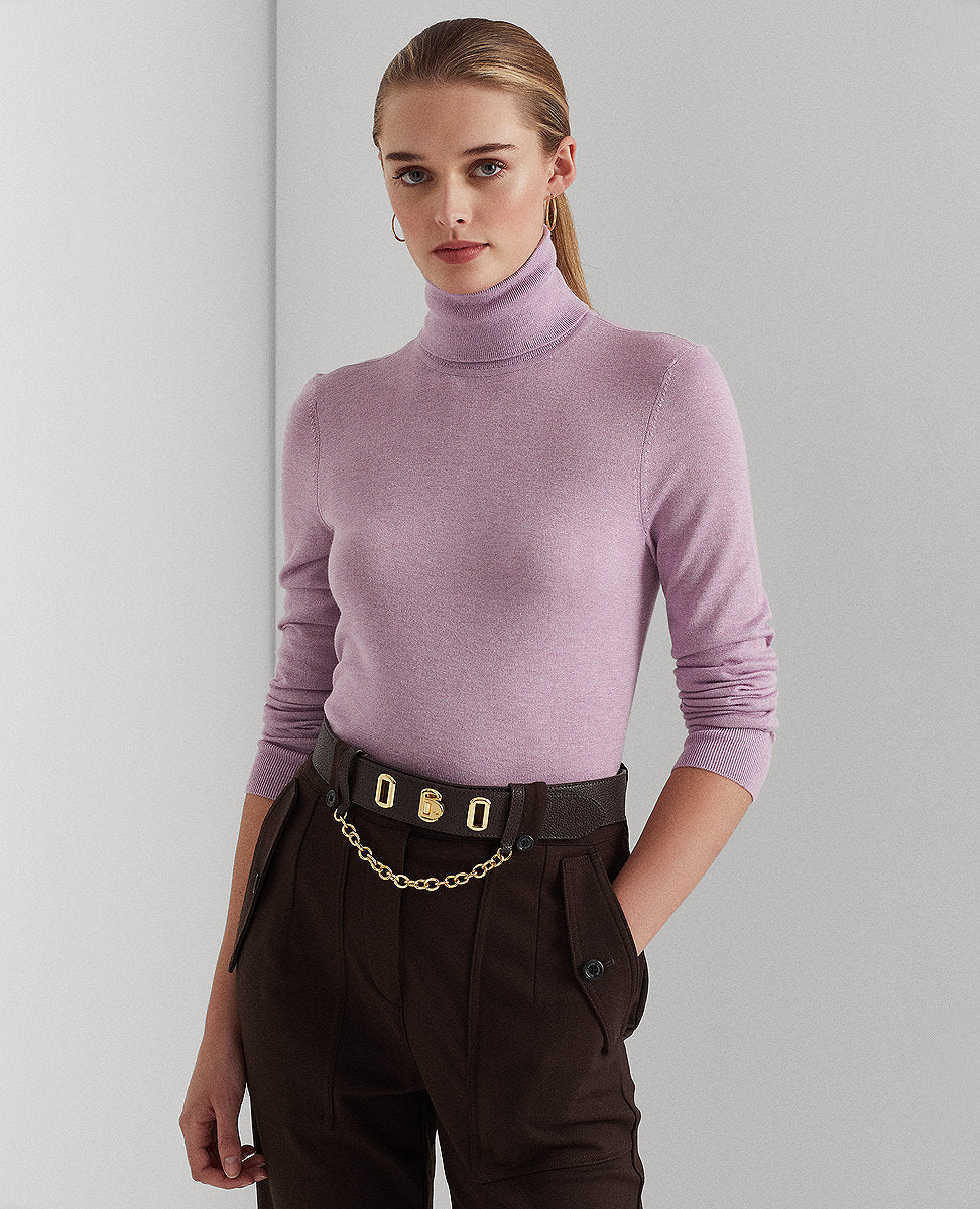 Lauren Ralph Lauren | Silk-Blend Turtleneck In Purple | The Lauren Look