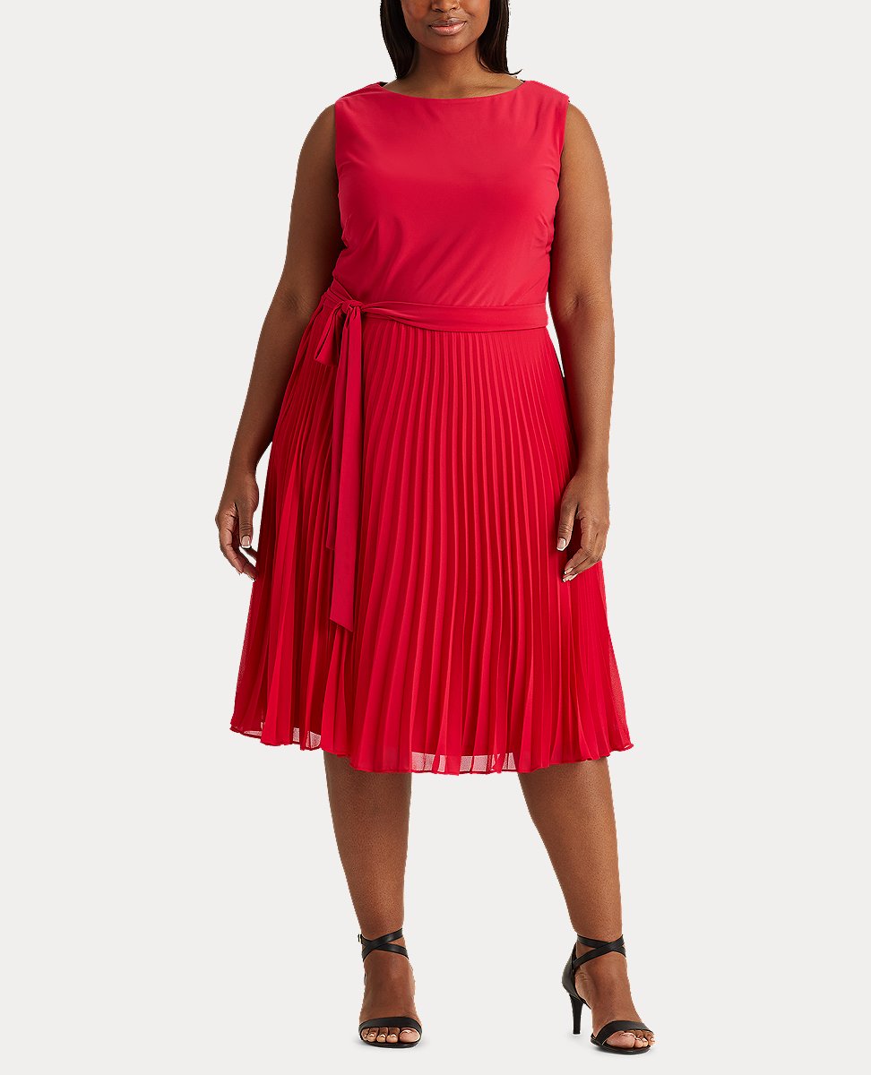 Lauren Ralph Lauren | Woman Pleated Georgette Dress In Berry Sorbet | The  Lauren Look