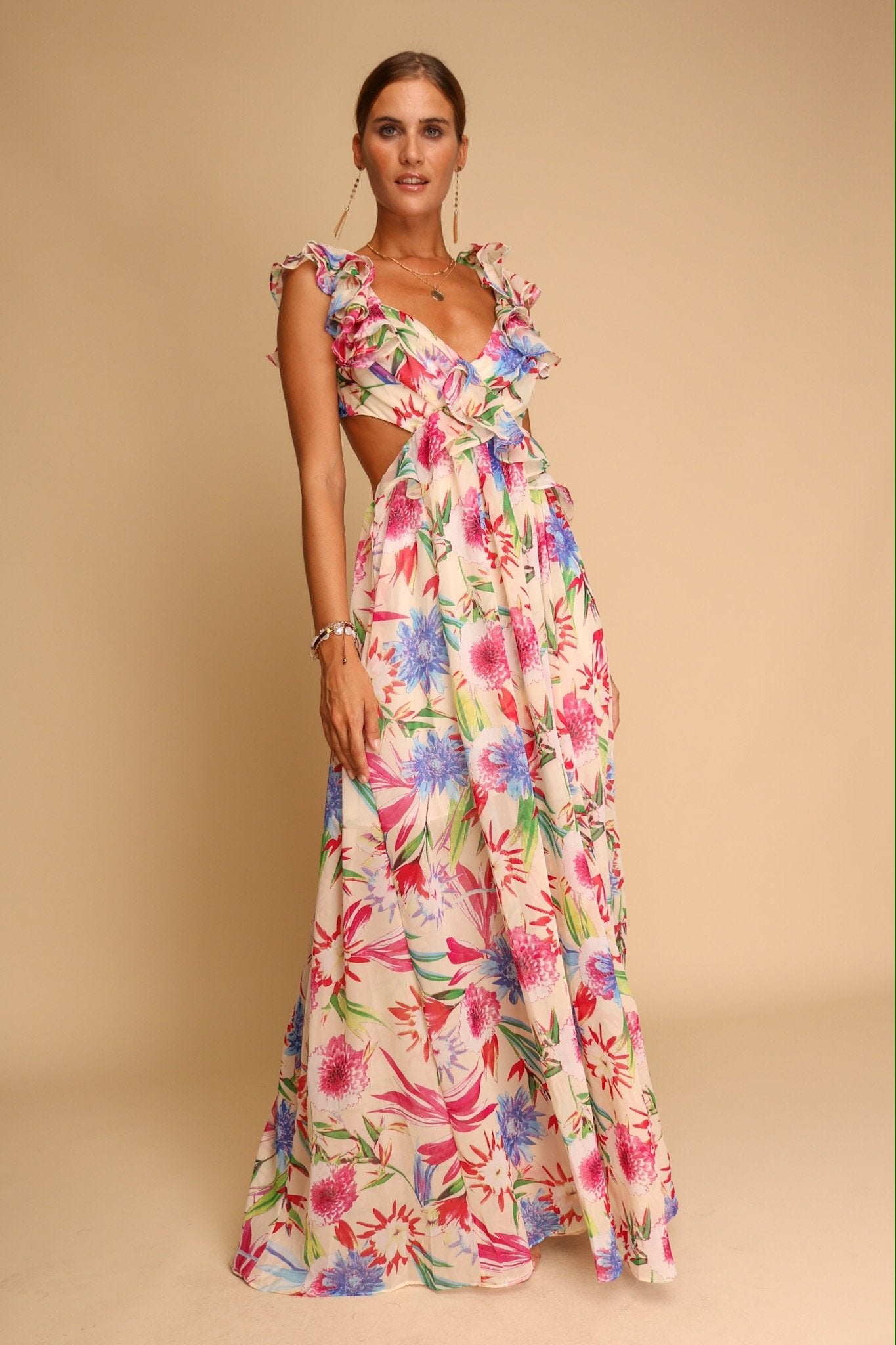 ruffle maxi dress uk