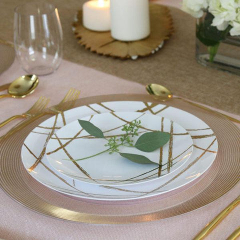 gold and white plastic plate value set