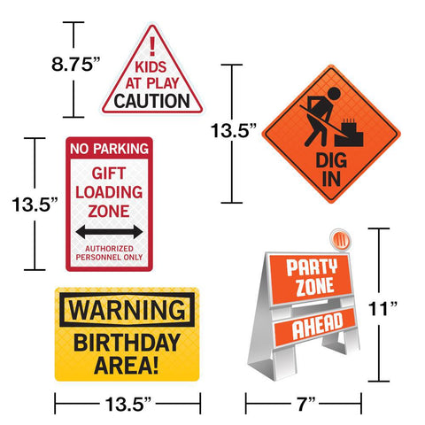 signs and decor for construction boy birthday party