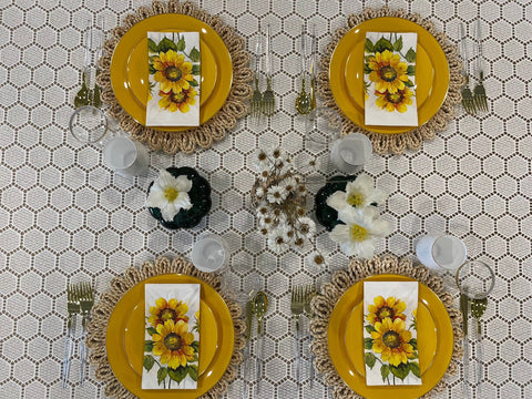 sunflower yellow disposable tablescape