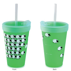 Green Silipint Straw Tumbler with counting sheep on it.