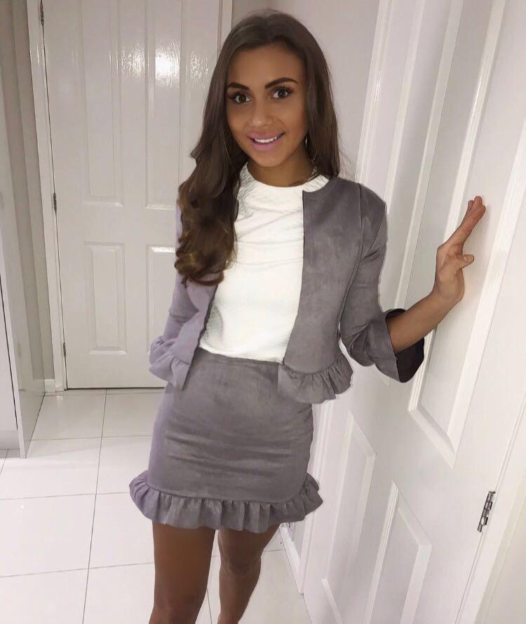 grey suede skirt